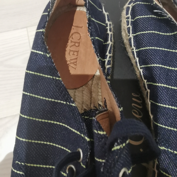 J. Crew striped canvas denim lace up espadrilles - Picture 7 of 8